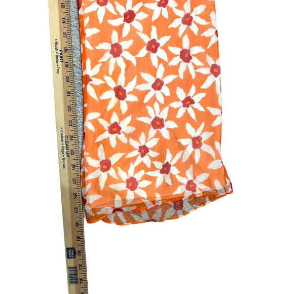 Ralph Lauren Black Label Silk Pants Womens Size 10 Floral Flowy Orange Lined - Picture 7 of 10
